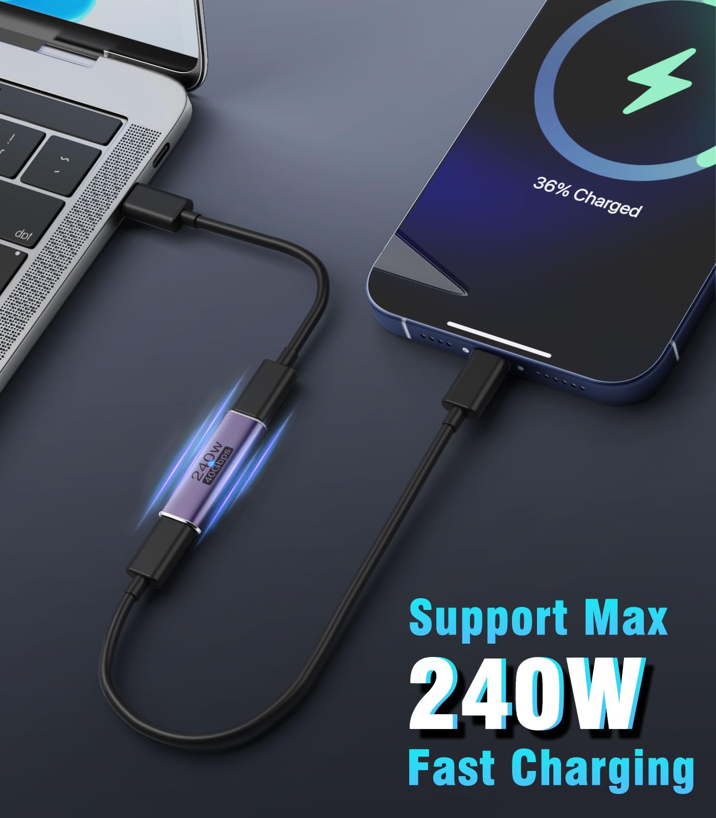 MoKo USB C Female to Female Adapter, USB C Coupler Supporting 240W Fast Charging/40Gbps Data Transfer, USB Type C Extender with 8K@60Hz Video…