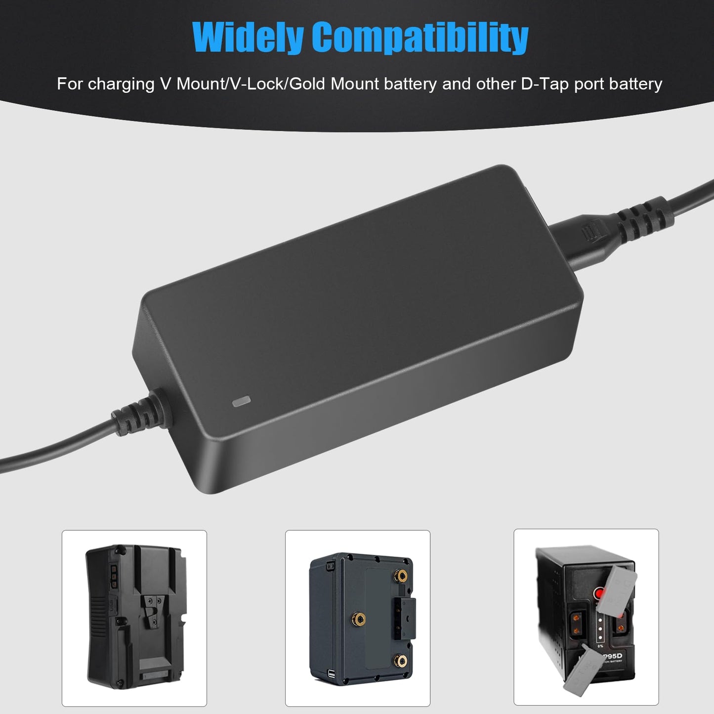 KUNLUN D-Tap Quick Charger[DC 16.8V/4A] with D Tap Cable for V-Mount/V Lock/Gold Mount Battery Charger, for Sony BP-U65 BP-U68 HDW-800P HDW-F900R