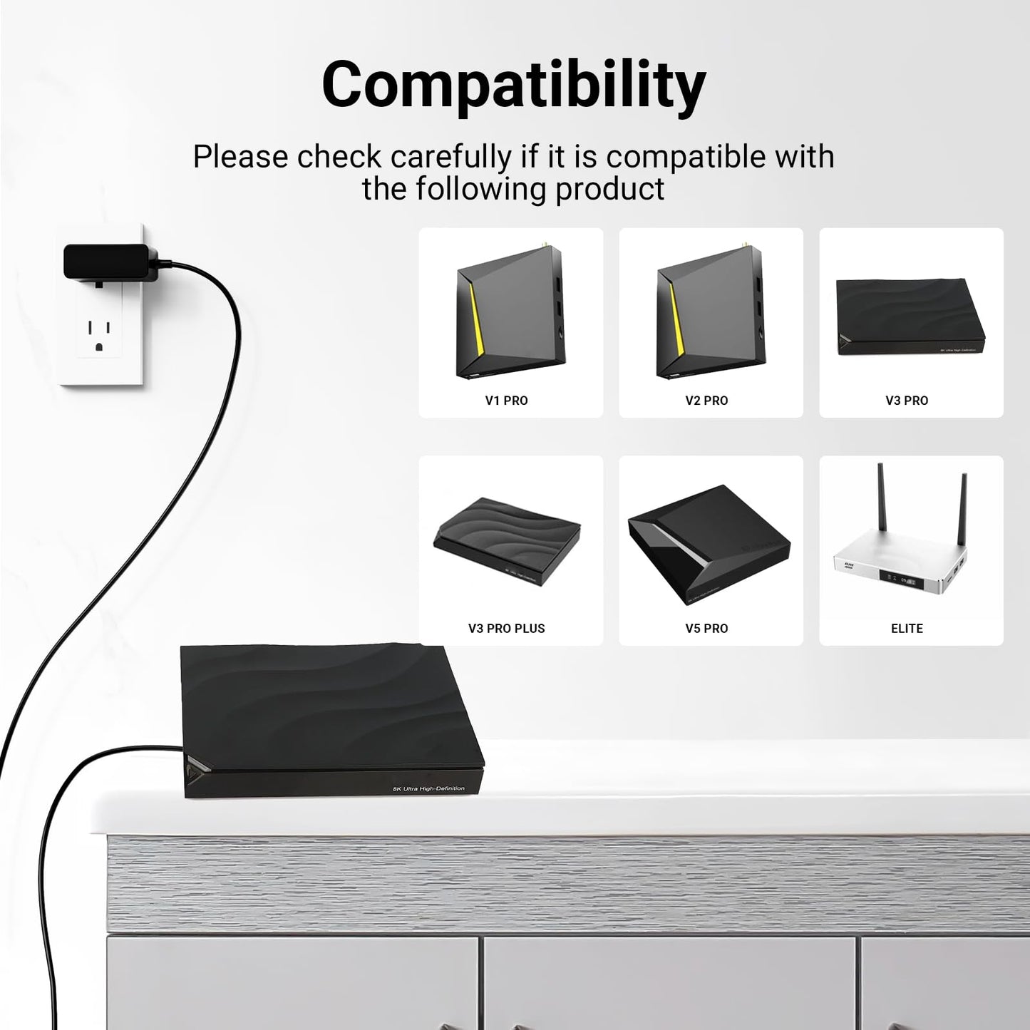 for vSeeBox Power Cord - Compatible with vSeeBox V5 Pro/ V3 Pro/ V3 Pro Plus/V3/ V2 Pro/ V1 Pro/vSeeBox Por Max/vSeeBox Elite - 5V 2A Charger Power…
