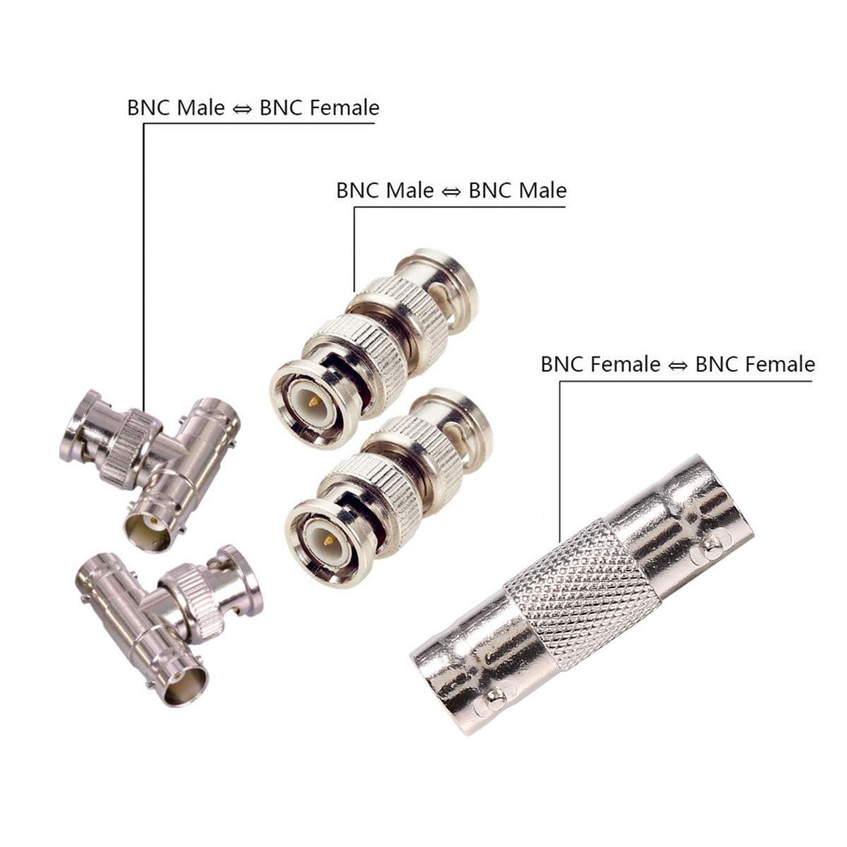 BeElion 20 Pack BNC Adapters, Mixed M/M F/F T-Type BNC Connectors, 50&75 Ohm Coaxial Couplers for CCTV, Satellite, Antenna & Amateur Radio