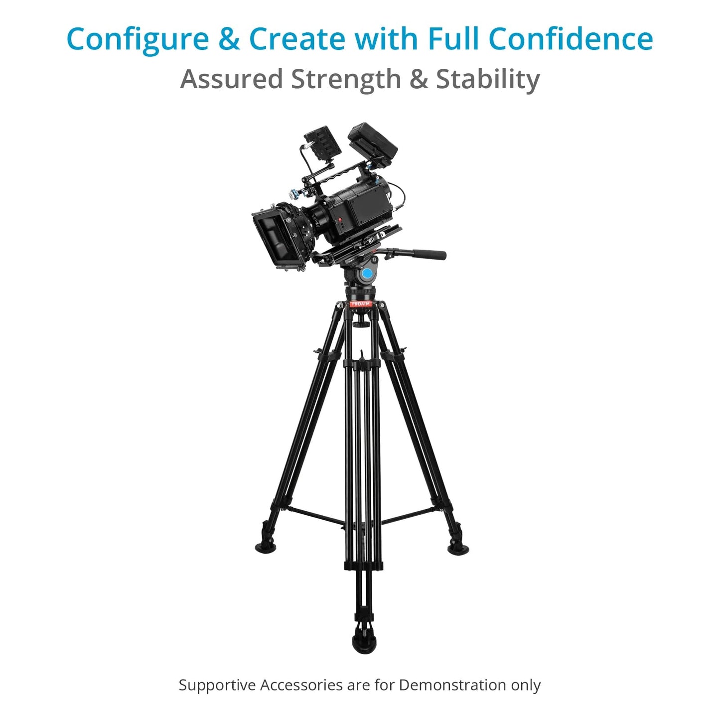 Proaim 100mm Telescopic Tripod Stand w/Shoes for DSLR Video Camera, Slider, Jib/Crane & Fluid Head. Aluminum Made, Reliable & Stable. for Travel