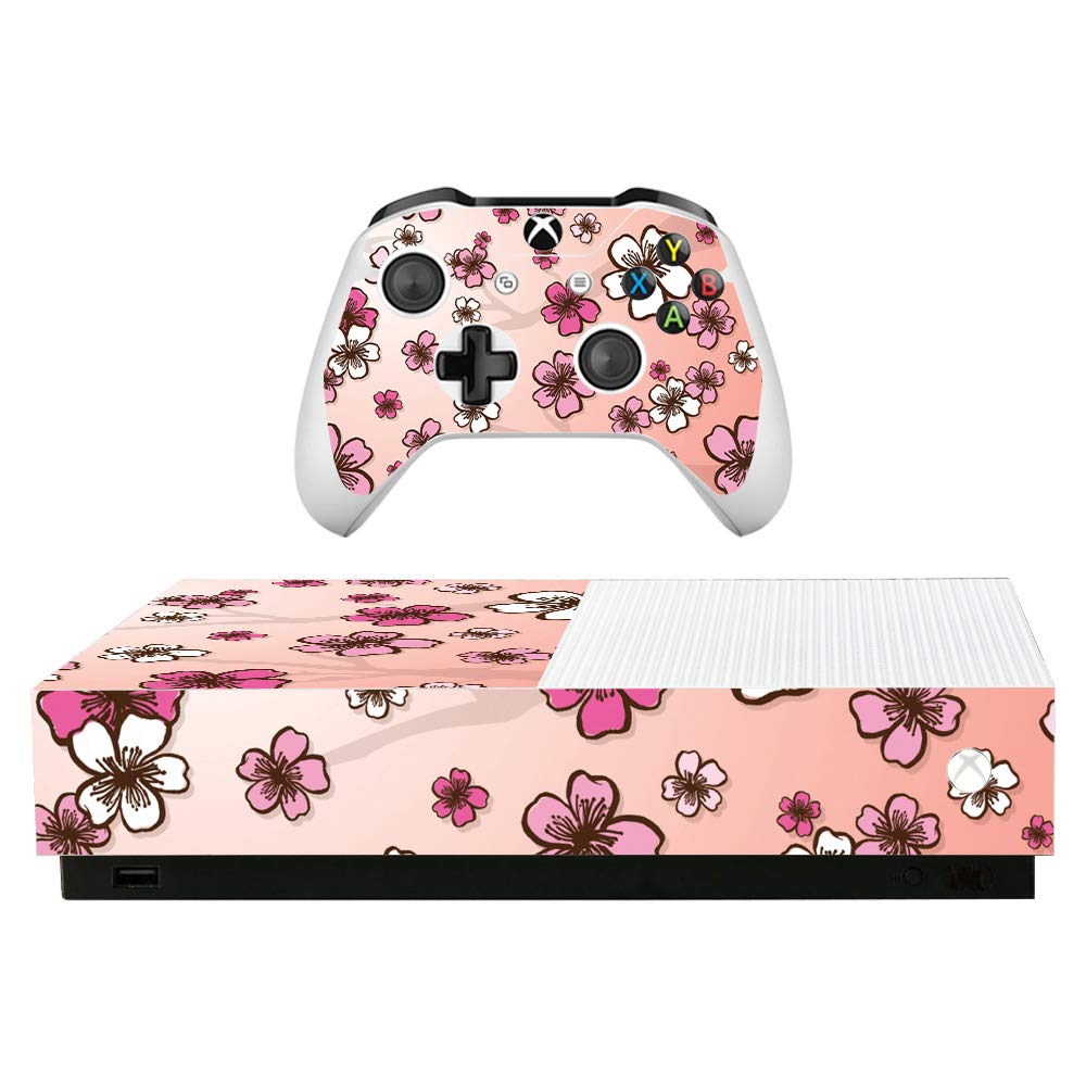 MightySkins Skin for Microsoft Xbox One S All-Digital Edition - Cherry Blossom | Protective, Durable, and Unique Vinyl Decal wrap Cover | Easy