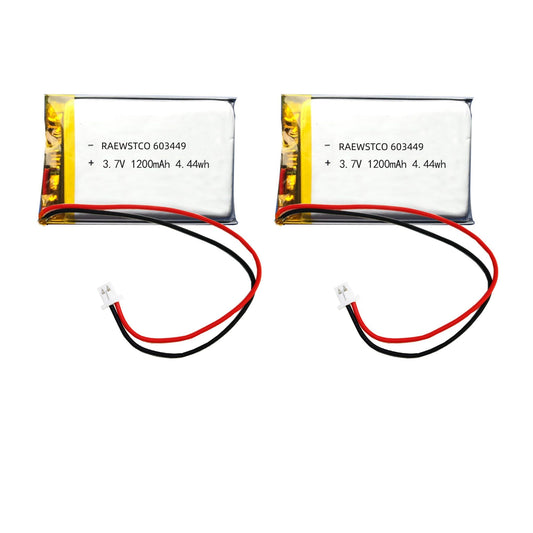 RAEWSTCO Octelect 2PCS 3.7V 1200mAh 603449 Lipo Battery Rechargeable Lithium Polymer ion Battery Pack with JST Connector