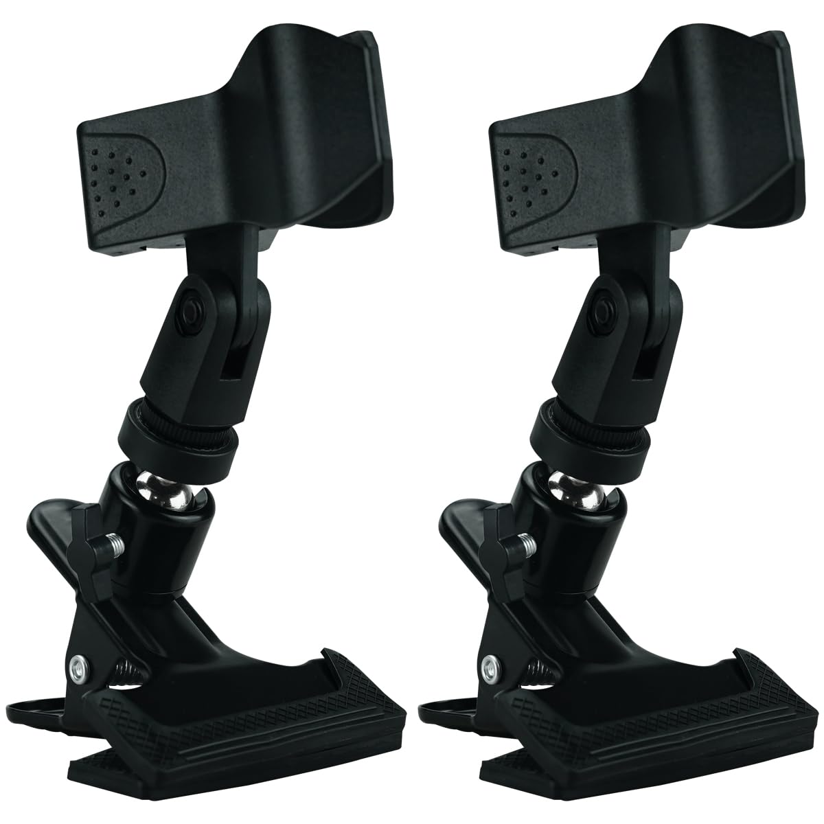 Mic Clips for Stands Set Trumpet 360 degree Wireless MicClamp for Mic Stands Accessories 1/4-inch Mount Black 2 Pieces