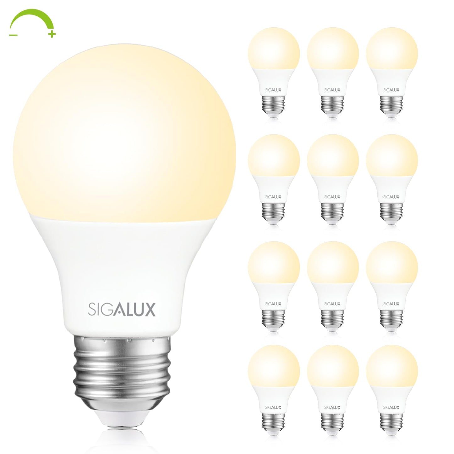Sigalux EcoBright, T20 Compliant LED Light Bulbs 60 Watt Dimmable 2700K Warm Lightbulbs, Energy Efficient 8W Soft White A19 Standard Light Bulb