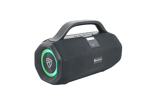 Rockville SONIC-50L Portable Bluetooth Speaker, 50W Stereo Sound, Dual LED Rings, IPX5 Water-Resistant, Upto 24-Hour Battery, TWS, USB/TF Card/AUX/Mic