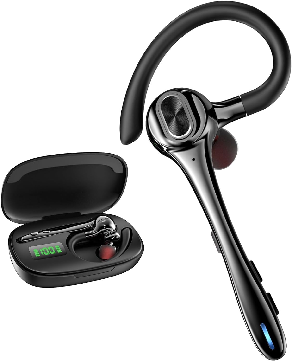Earbuds Wireless Earpiece Bluetooth Headset with Noise Canceling Mic 160H Standby Time Hands Free Earphones Single Ear Headphone for iphone Android