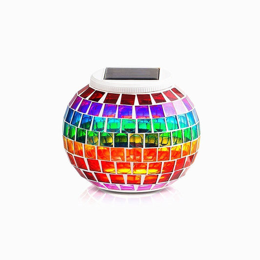 AMZSTAR Solar Glass Mosaic LED Lights Colorful Changing Ball Lights Waterproof Solar Table Lamp for Patio Yard Party Wedding Decoration (Rainbow)