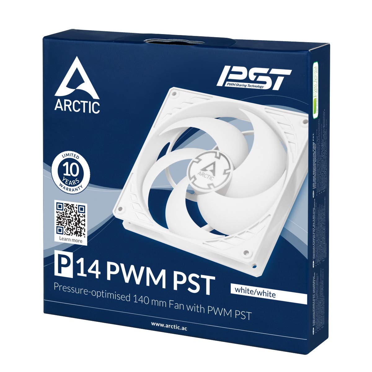 ARCTIC P14 PWM PST - PC Fan, 140mm Case Fan with PWM Sharing Technology (PST), Pressure-optimised, Quiet Motor, Computer, Fan Speed: 200-1700 RPM (0