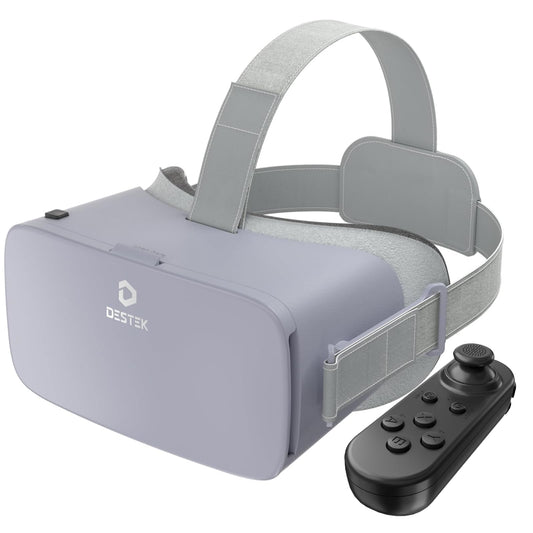 DESTEK V5 VR Headset for Phone, 128 Premium VR apps Included, Anti-Blue Eyes Protected HD Lenses, 110° FOV Virtual Reality Headsets for iPhone