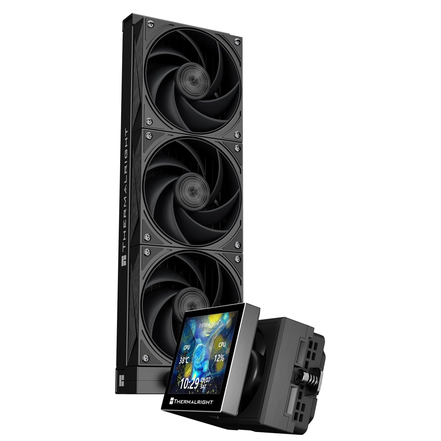 Thermalright Stream Vision 360 Black CPU Liquid Cooler, 3.5in Magnetic Embedded Fan LCD Screen, 640x480 Resolution,Freely Defined Display