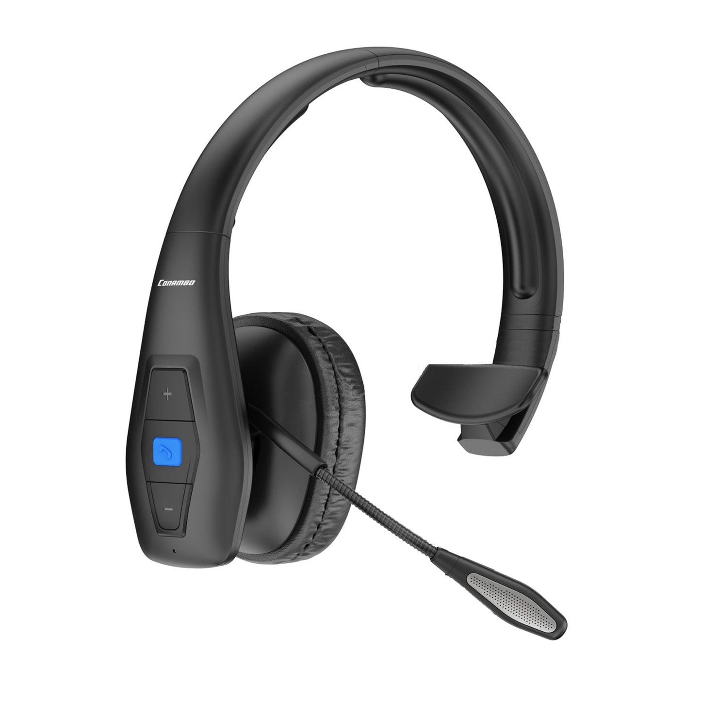 CONAMBO JBT100 Trucker Bluetooth Headset with Dual Mic Noise Canceling, CVC8.0, Mute Button, 60Hrs Battery Wireless Headset, On Ear Headphone for Cell
