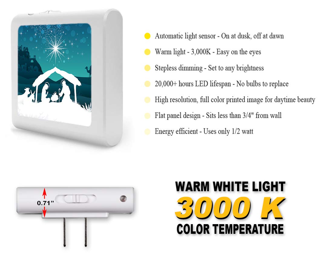 Art Plates Plug in Dimmable LED Night Light with Dusk to Dawn Auto Sensor, Adjustable Brightness, Warm Light, Auto On-Off Nightlight for Bathroom