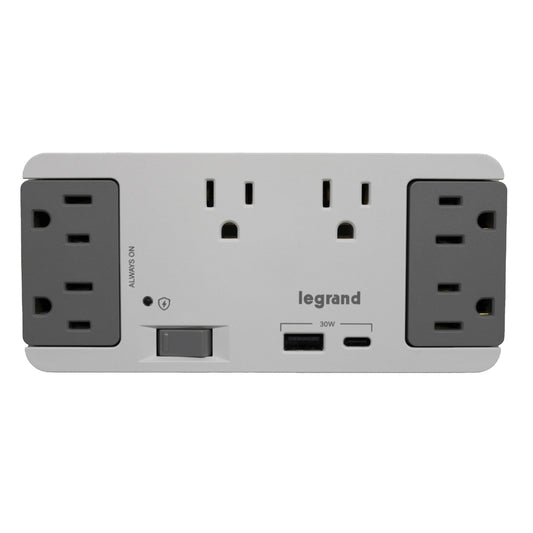 On-Q 6 Outlet Enclosure Surge Protector with One USB-A and One USB-C