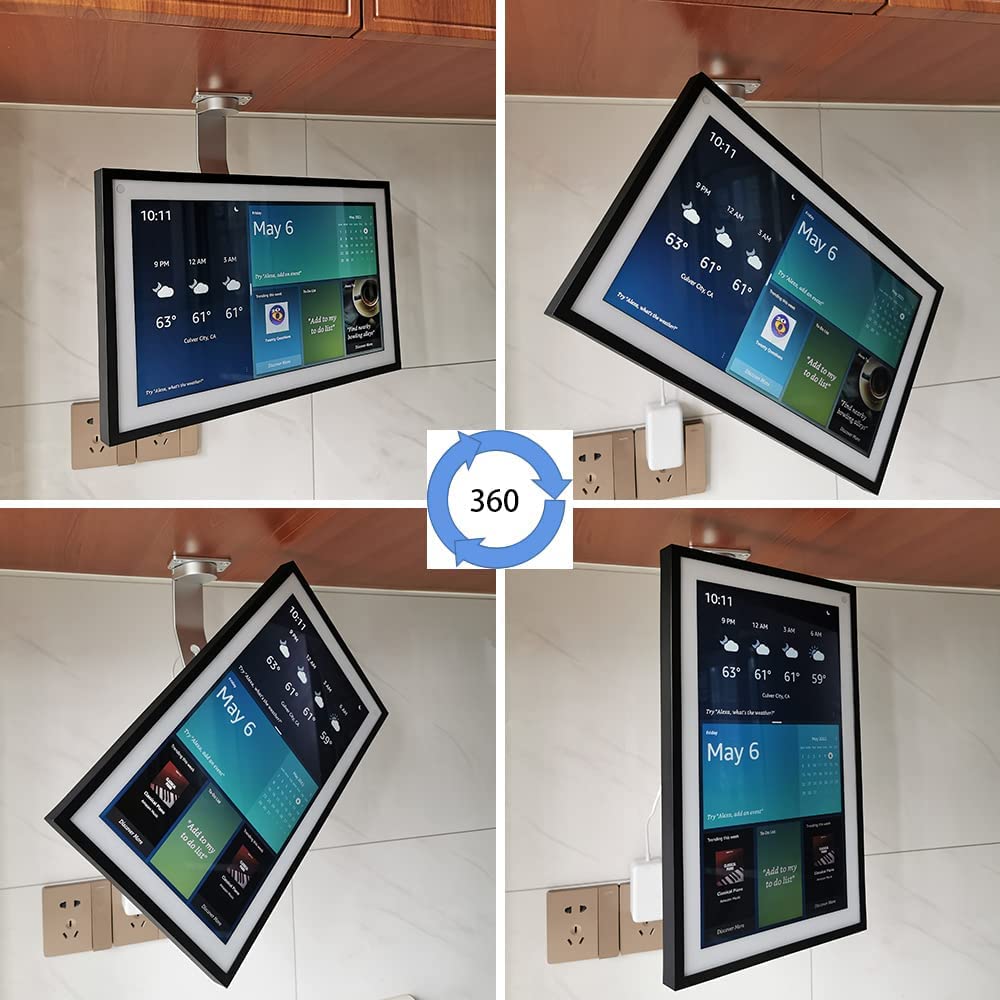 ATOPCAENRT Versatile Under-Cabinet Mount for Amazon Echo Show 15 - Save Space and Customize Viewing Angles Silver 026-02 SX