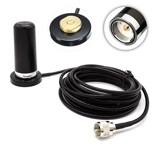 TengKo NMO Dual Band High Gain Antennas for CAR Mobile Radio UHF VHF 400-470 136-174MHZ and Mount Magnetic Base for Mobile Radios PL259 Connector (NMO
