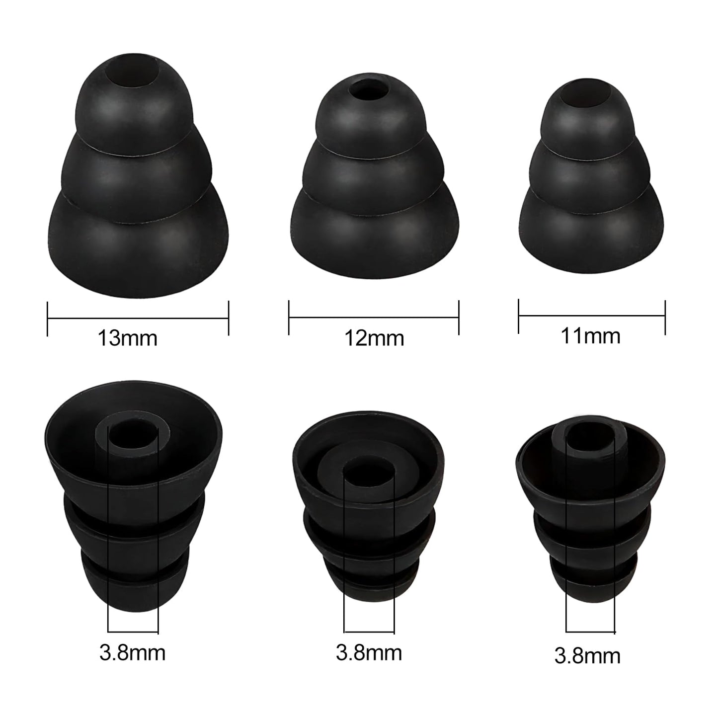 WKYMY 9 Pairs Replacement Earbud Tips Triple Flange Ear Tip for Most in Ear Headphones (Inner Hole 3.8mm) Earbud Covers Triple Flange Noise Isolate