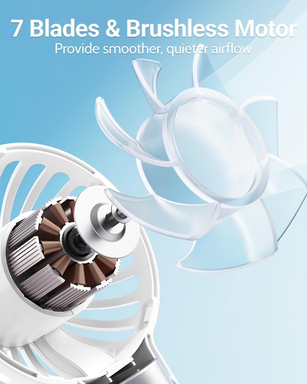 CoolKick Mini Portable Handheld Fan Powerful Hand Fan Rechargeable, 3 Speeds Personal Small Hand Fan for Travel Makeup Eyelash Fan for Stylish Kids
