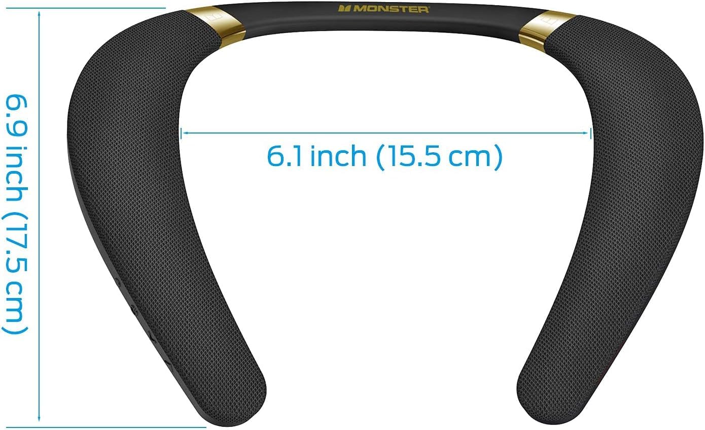 Monster Boomerang Neckband Bluetooth Speaker, Neck Wireless Wearable Speaker with 12H Playtime, True 3D Stereo Sound, Portable Soundwear, IPX7