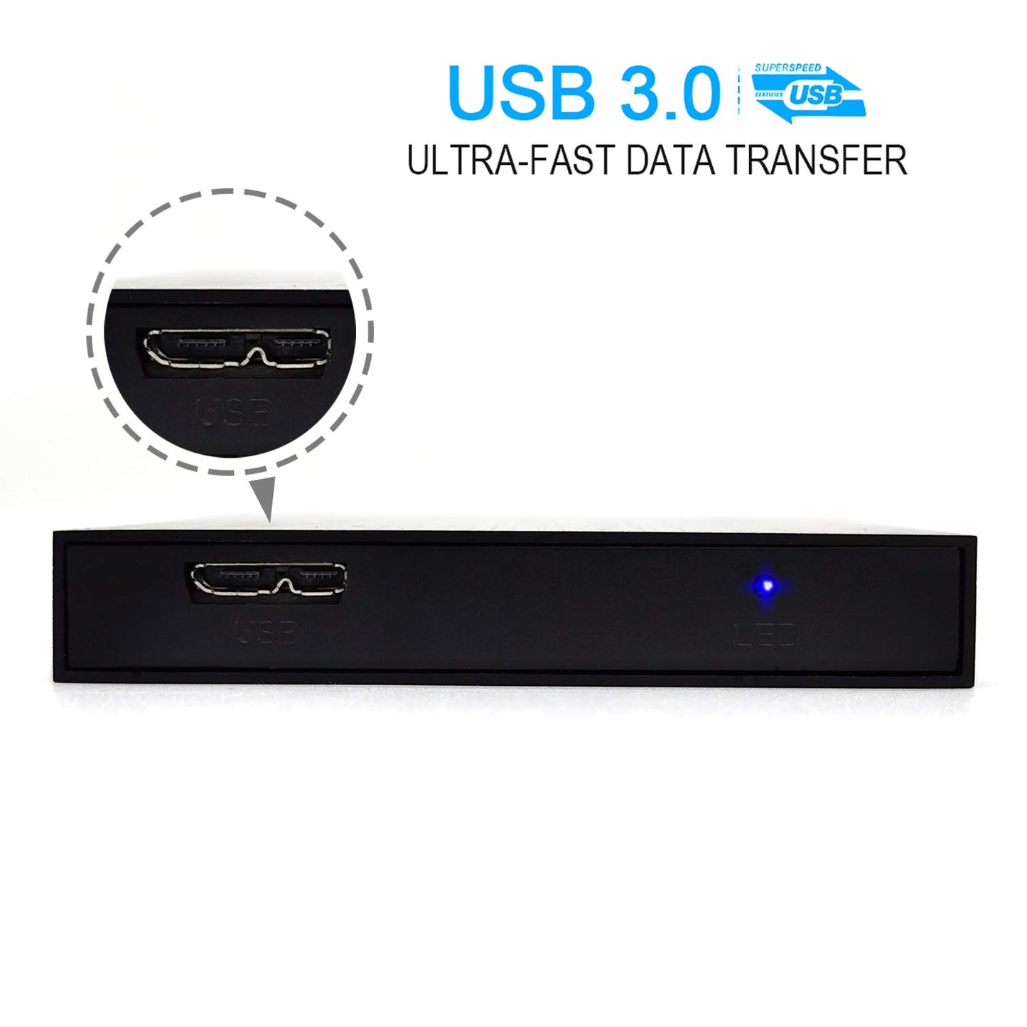 HWAYO 2.5'' 1TB Ultra Slim Portable External Hard Drive USB3.0 HDD Storage for PC/Desktop/Laptop/MacBook/Chromebook/Xbox One (Black)
