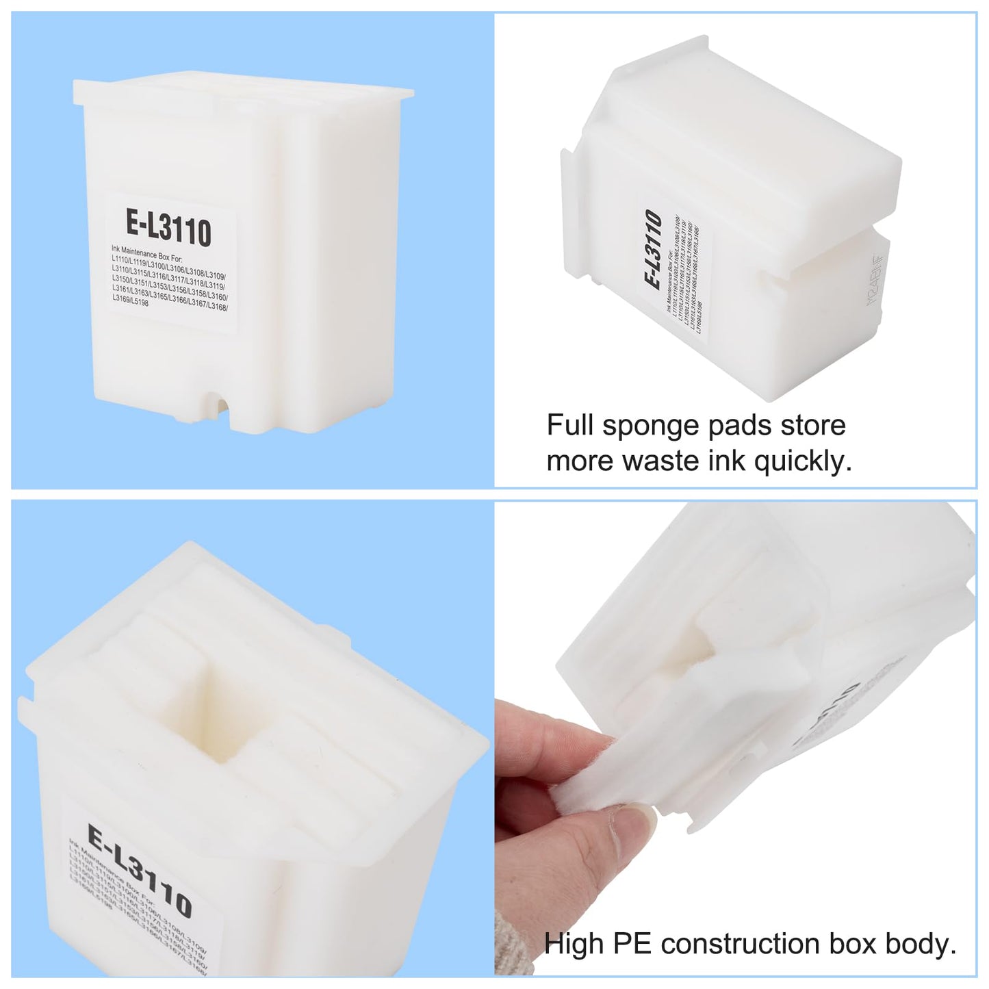 imtfzct 4pcs Waste Ink Pad Replacement with Zeroing Software, Compatible for ET-2800 ET-2803 ET-2400 ET-2720 ET-4700 ET-2711 ET-4800 L3110 L3250 L3150