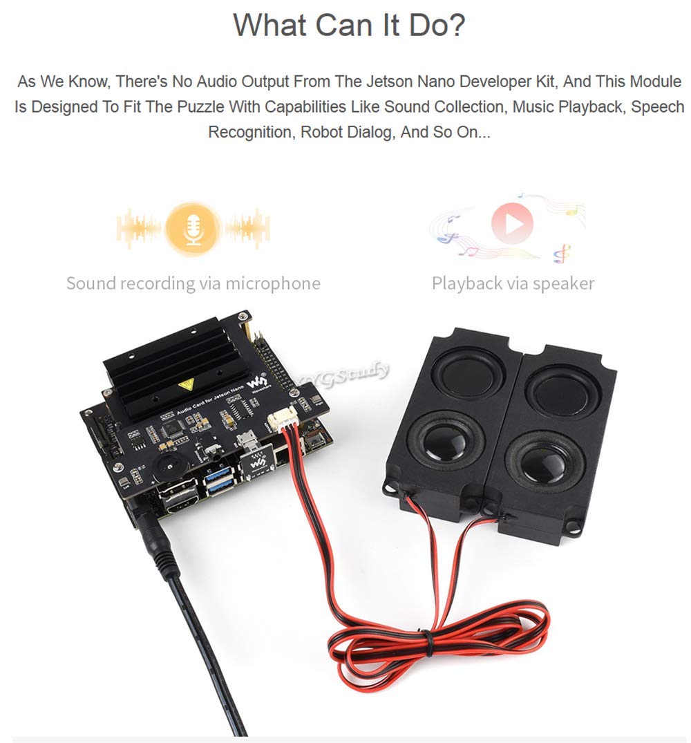 USB Audio Codec for Jetson Nano, USB Sound Card Driver-Free Plug and Play Support Recording and Playback Built-in Microphone and Speaker Header