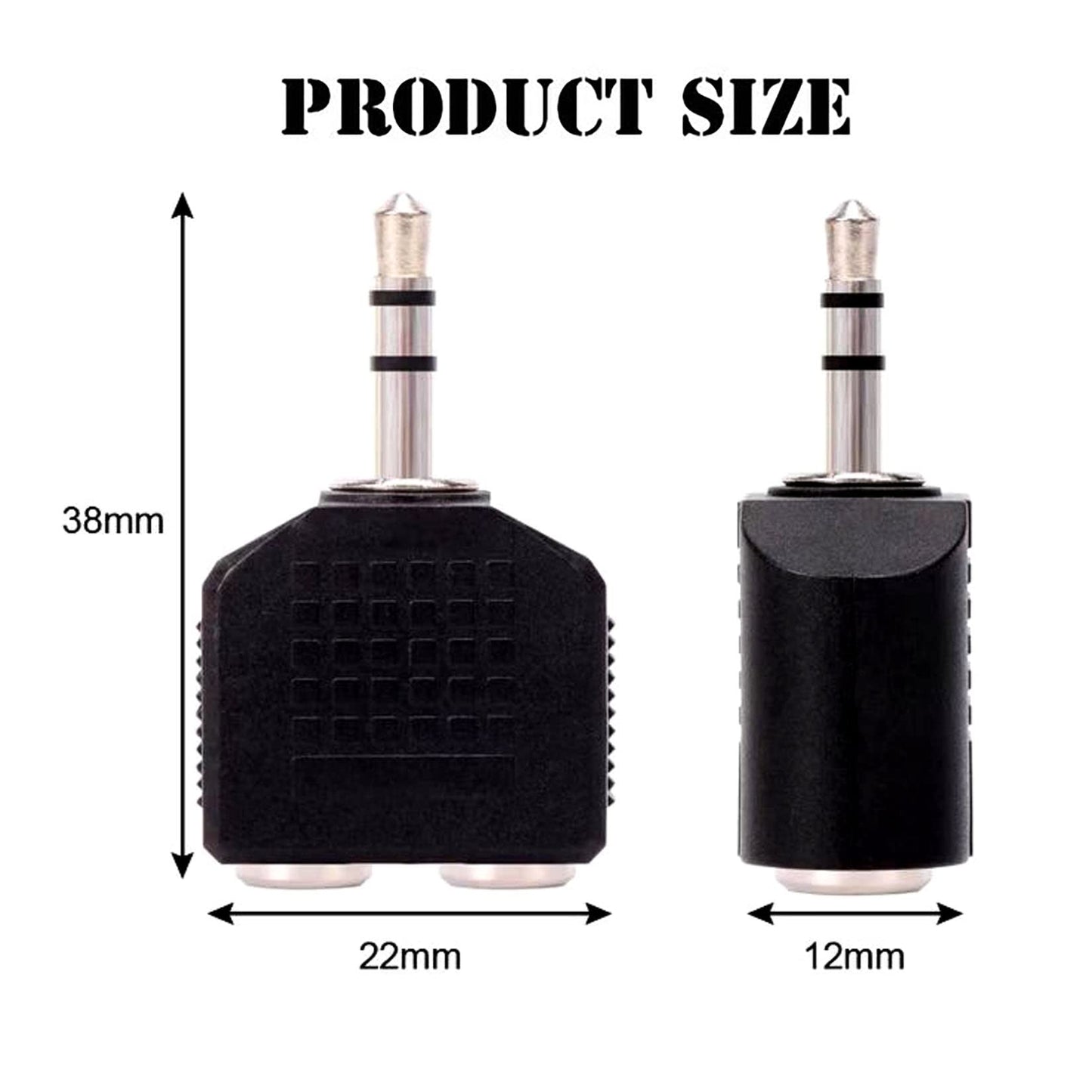 Sairps 3.5mm +Headphone +Splitter, Double Headphone Jack Adapter 3.5mm to 1/8 Adapter y Splitter-2 Pack