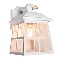 FUDESY Dusk to Dawn LED Outdoor Wall Lantern,White Plastic Photocell Sensor Porch Light with 8W 800LM Edison Filament Bulb,Exterior Wall Mount Light