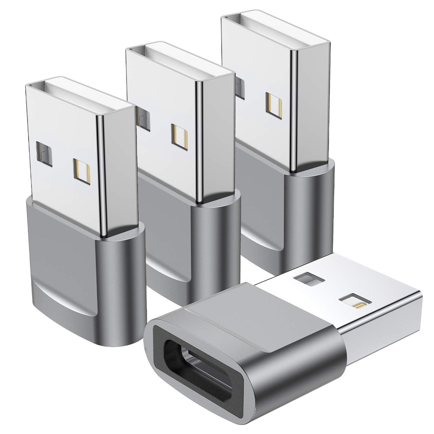 USB C Female to USB Male Adapter (4-Pack), Type C to USB A Charger Converter for iPhone 17 16 15 14 13 12 11 Pro Max, Samsung Galaxy S25 S24 S23 S22…