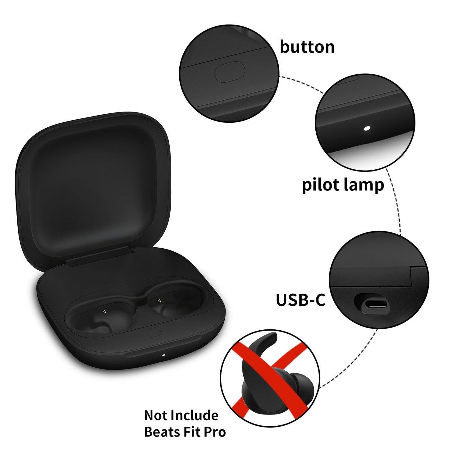 Alimingyan Replacement Compatible forBeats Fit Pro Charging Case, Charging Case forBeats Fit Pro Alternative with Wireless Bluetooth Pairing Button