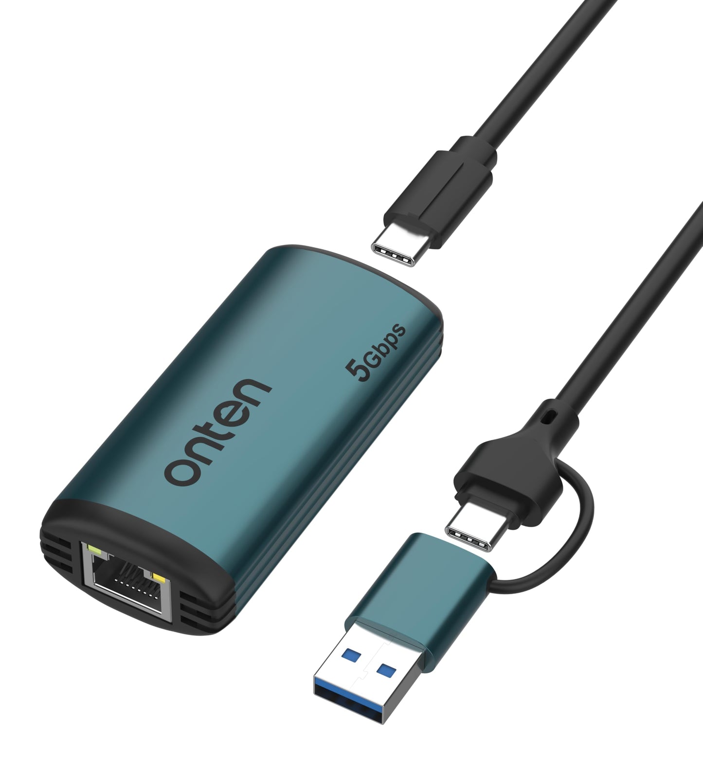 USB-C to Ethernet Adapter - 5Gbps High-Speed,USB-A to RJ45 5000Mbps Ethernet LAN Network Adapter Thunderbolt 4/3 Compatible, for iPhone 15 Pro/Max