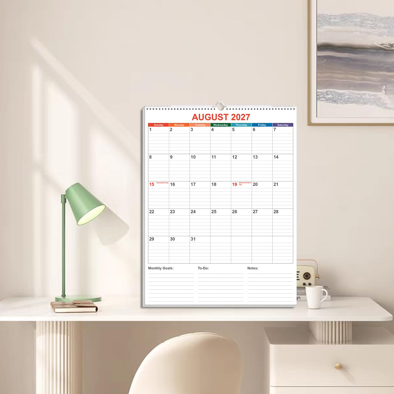 Large Calendar 2026 with Spiral Bound - 18 Month Big Calendar from January 2026 to June 2027, Vertical Large Monthly Calendario 2026 for Wall, 22" x