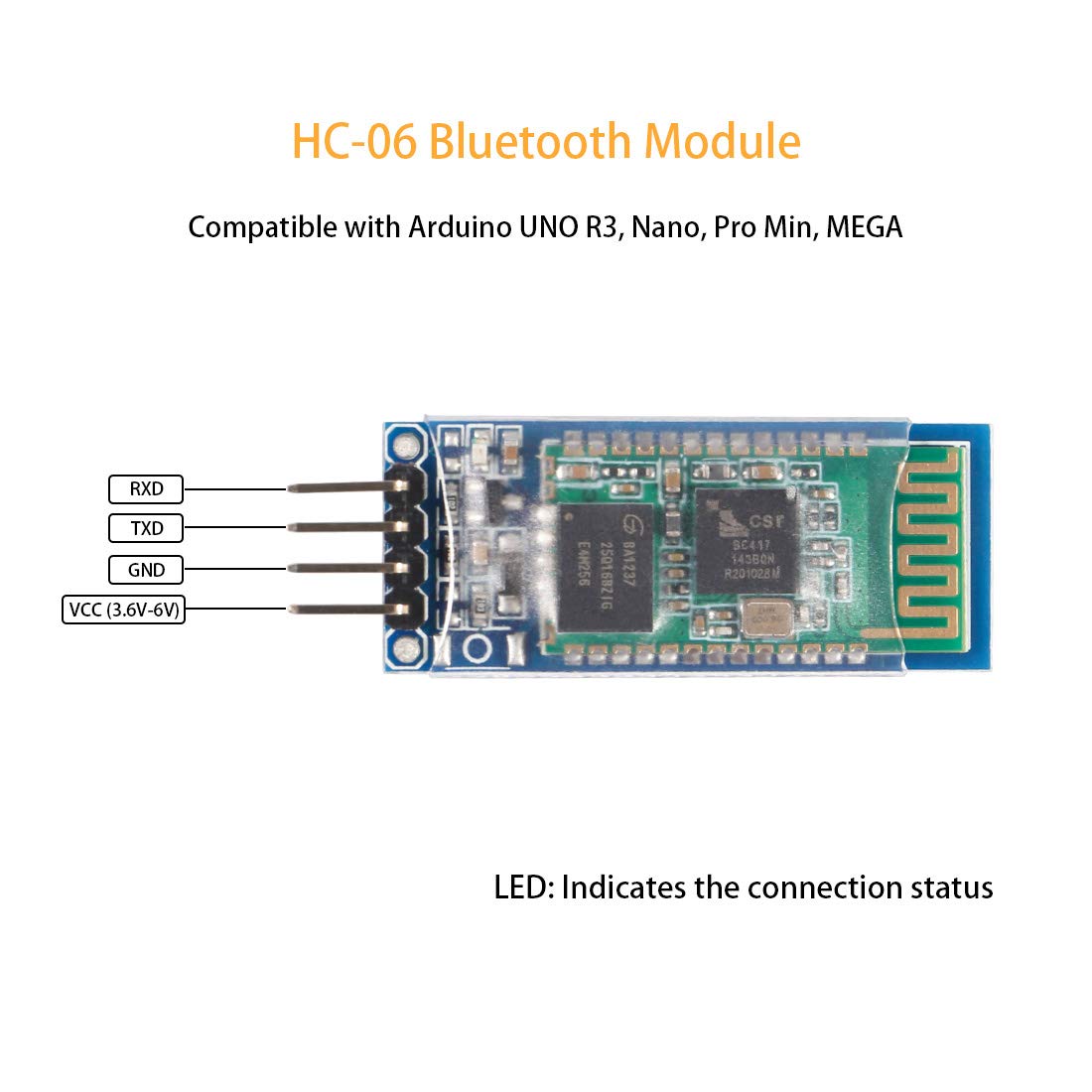 4Pcs HC-06 RS232 4 Pin Wireless Bluetooth Serial Transceiver Module Bi-Directional Serial Support Slave and Master Mode