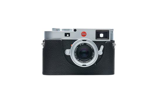 BolinUS For Leica M11 Camera Case, Handmade Genuine Real Leather Half Camera Case Bag Cover for Leica M11 Camera Bottom Opening Version + Hand Strap