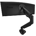 Pixio PS2S Ultrawide Heavy-Duty Premium Single Monitor Arm Stand Desk Mount - Fits up to 49 inches Monitors, Weights up to 39lbs Flat / 31lbs Curved