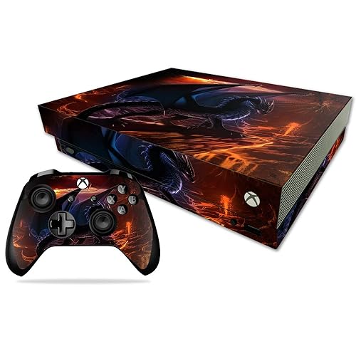 MightySkins Skin Compatible with Microsoft Xbox One X - Fire Dragon | Protective, Durable, and Unique Vinyl Decal wrap Cover | Easy to Apply, Remove