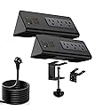 Upgraded Version Edge Mount Power Strip with USB-C Ports Tabletop Surge Protector Desk Clamp Power Sockets with 3 AC Outlets &4 Fast Charging USB