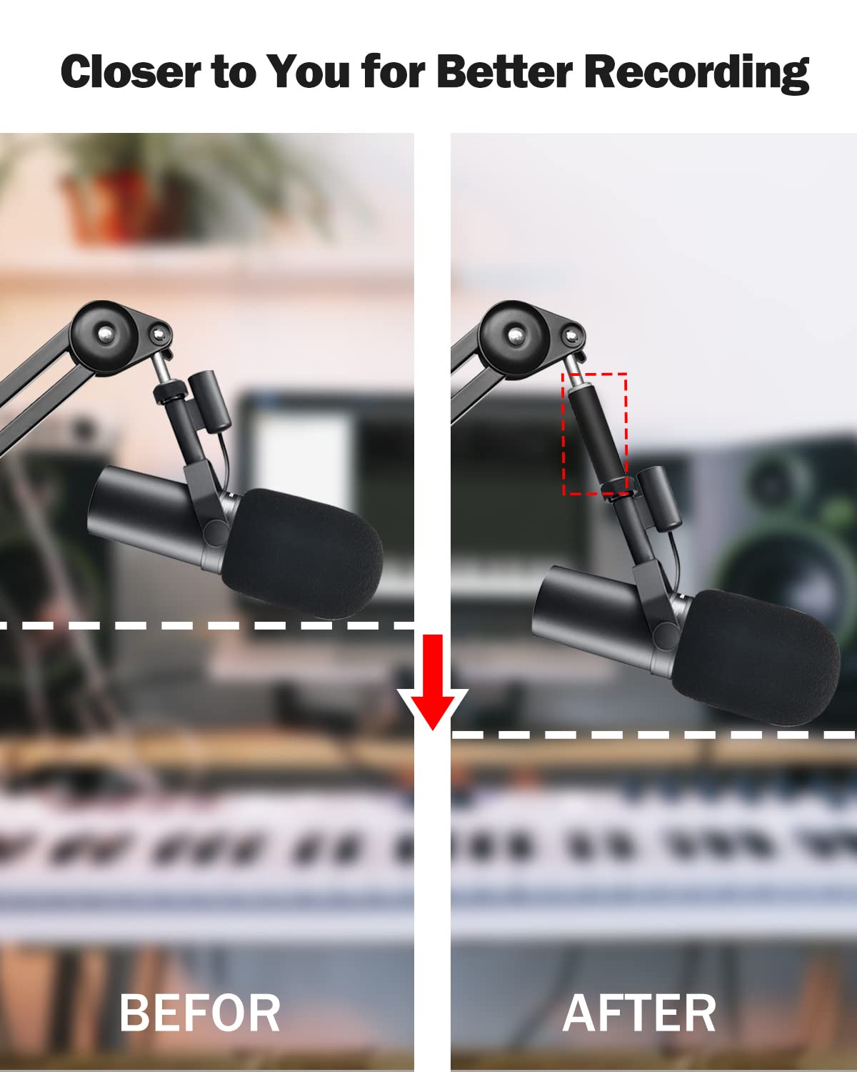 Boseen Mic Stand Extension Tube, 5/8" Female to 5/8" Male Microphone Extension Pipe for Desk Stands & Arm Stand