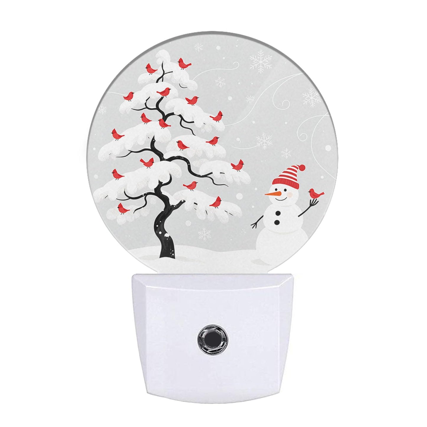 EKOBLA Snowman Night Light, Winter Snowflake and Cardinal Plug into Wall with Dusk to Dawn Sensor, 0.5W LED Energy Saving Nightlight for Kids Men