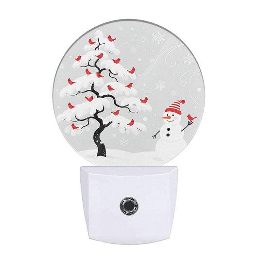EKOBLA Snowman Night Light, Winter Snowflake and Cardinal Plug into Wall with Dusk to Dawn Sensor, 0.5W LED Energy Saving Nightlight for Kids Men