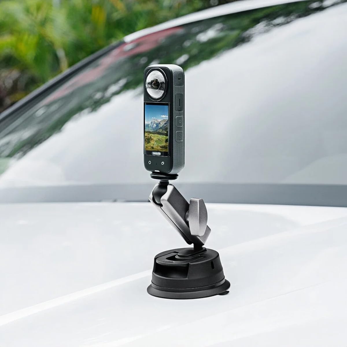 Suction Cup Camera Mount with 360° Ball Head Magic Arm,Sporting Cameras Holder Accessories Compatible with Insta360 X5 X4/GoPro/DJI OSMO 360,Standard