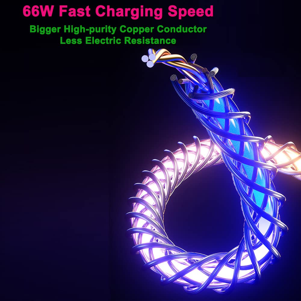 AYI 3 Combinations Multi Ports Charger Cable USB A to USBC Micro PD Fast Charging Cord Lighted Up Current Flowing Compatible with Almost of Electrical