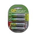 GP Recyko AA NiMH Pre-Charged Rechargable 1.2v 2100mAh 2 Batteries + 2 Free Total of 4 Batteries