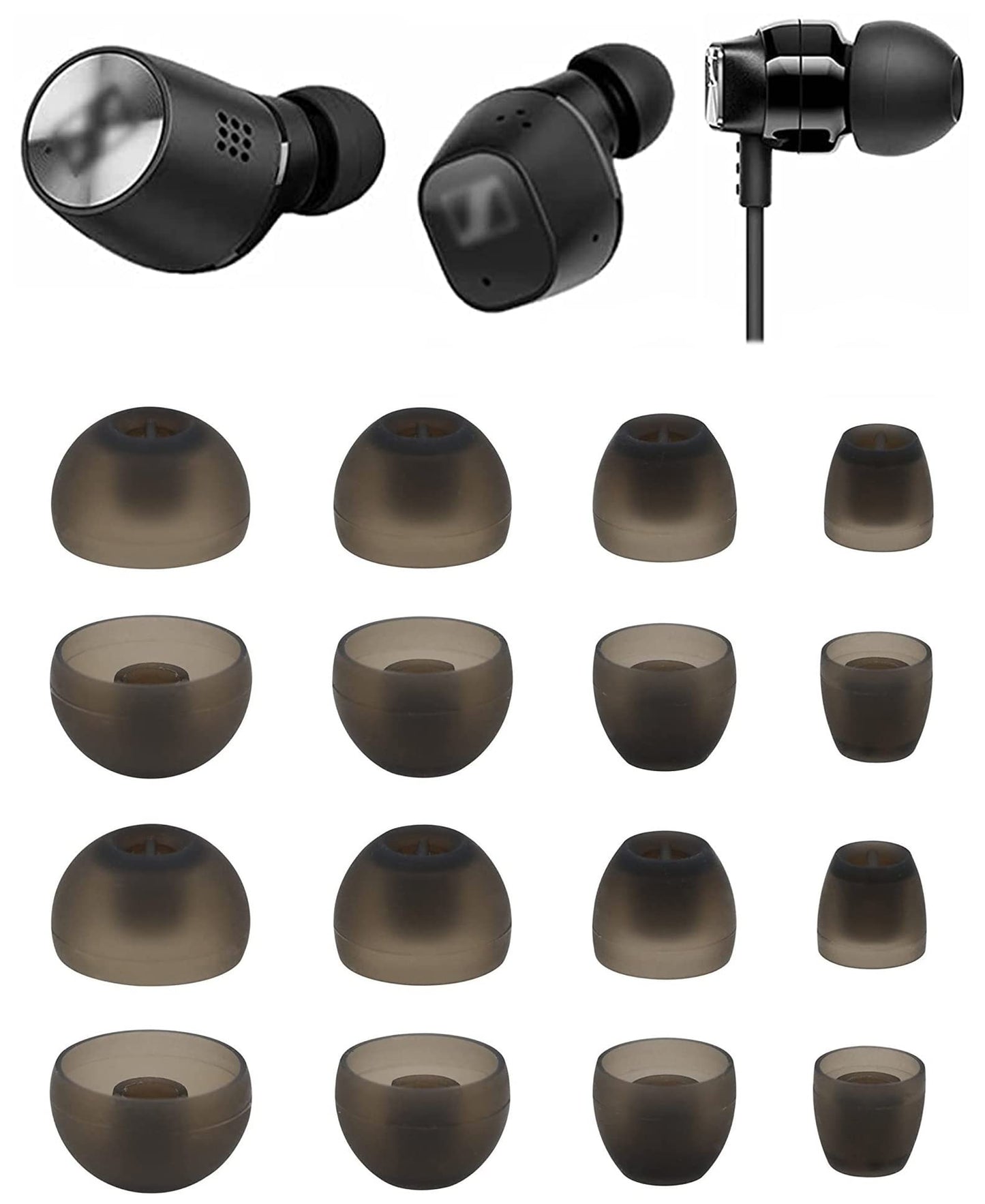 ALXCD Eartips Compatible with Sennheiser Momentum HD1 in-Ear Earbud, XS/S/M/L 4 Sizes 8 Pair Soft Silicone Replacement Ear Tips Adapters, Compatible