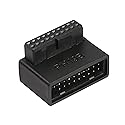 QIANRENON USB 3.0 19/20 Pin 90 Degree Adapter Male to Female L Turn Right Angle Socket for Desktop Motherboard Internal Connector Down Angled(PH19B)