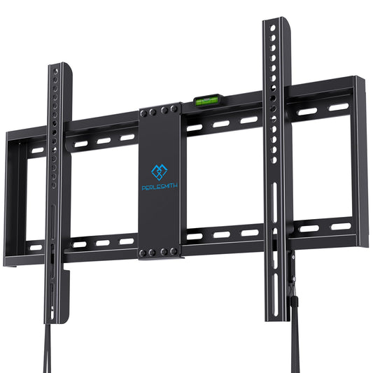 PERLESMITH Fixed TV Wall Mount Bracket for 32-82 Inch LED, LCD, and OLED Flat Screen TVs - Fits 16”- 24” Wood Studs, Fixed TV Mount with VESA 600 x