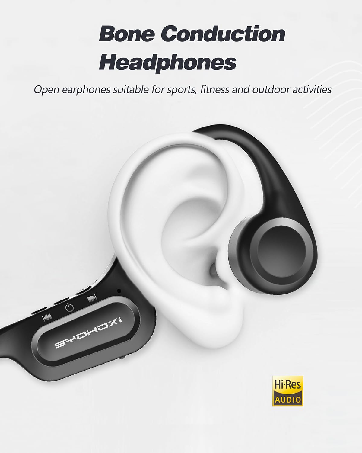 Ultra-Comfortable Open-Ear sport Headphones for Running,Cycling,Gym,8Hr Premium Sound,Bluetooth5.3,IP56 Sweatproof Bone Conduction Tech,Secure