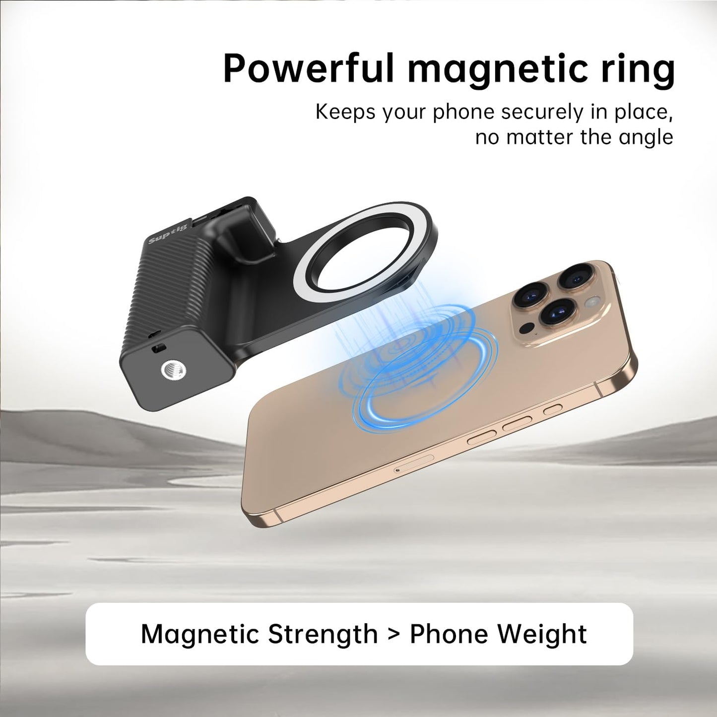 Suptig Fun Shot Magnetic Phone Camera DSLR Style Shutter Grip Compatible for iPhone & Android with Detachable Wireless Shutter Button, Features a