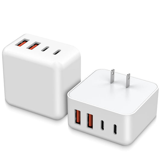 Fast USB C Wall Charger Block,[2Pack]4-Port Portable Type C Charger Fast Charging Power Charge Adapter 40W USB A/C Multi-port Brick Type C Cube Travel
