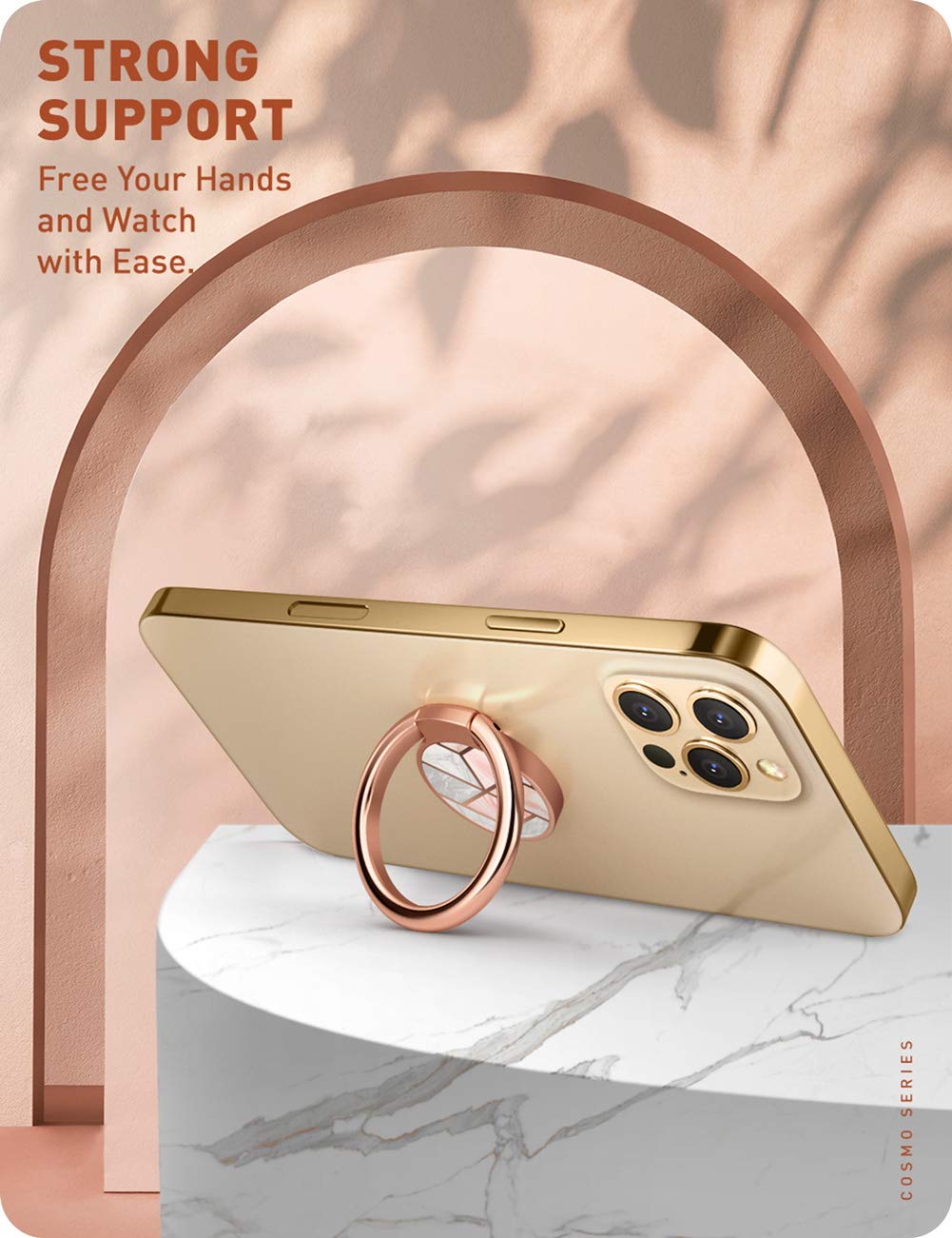 i-Blaosn Cosmo 360° Rotation Phone Ring Holder Snaps, Marble
